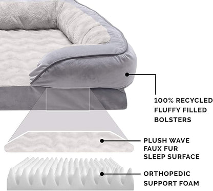 Furhaven Orthopedic Dog Bed for Medium/Small Dogs w/ Removable Bolsters & Washable Cover 35 lbs