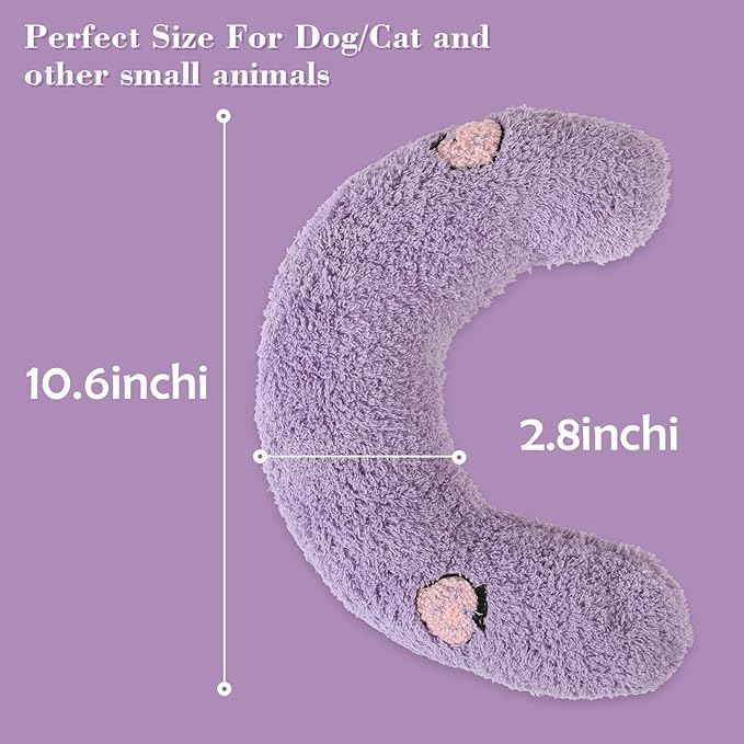 Dog Pillow Bed, Cat Calming Pillow, Dog Neck Pillow for Joint Relief Sleeping, Ultra Soft Half Donut Cuddler, Pillow Pet for Upper Spine Support, Doggy/Kitten Pillow Training Toy，Purple