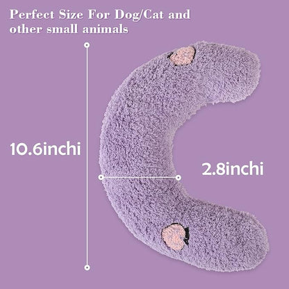 Dog Pillow Bed, Cat Calming Pillow, Dog Neck Pillow for Joint Relief Sleeping, Ultra Soft Half Donut Cuddler, Pillow Pet for Upper Spine Support, Doggy/Kitten Pillow Training Toy，Purple