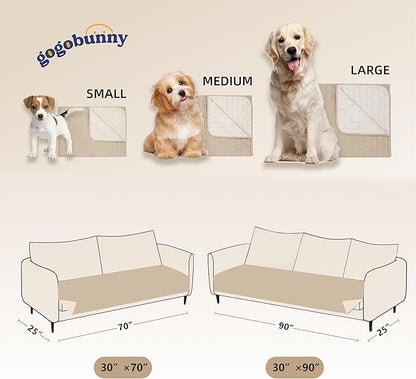 gogobunny 100% Double-Sided Waterproof Dog Bed Cover Pet Blanket Sofa Couch Furniture Protector for Puppy Large Dog Cat, Reversible (30x90 Inch (Pack of 1), Dark Beige/Light Beige)