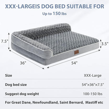 BFPETHOME Orthopedic Dog Beds for Large Dogs-Waterproof Sofa Dog Bed with Removable Washable Cover