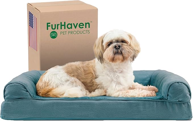 Furhaven Orthopedic Dog Bed for Medium/Small Dogs w/ Removable Bolsters & Washable Cover 35 lbs