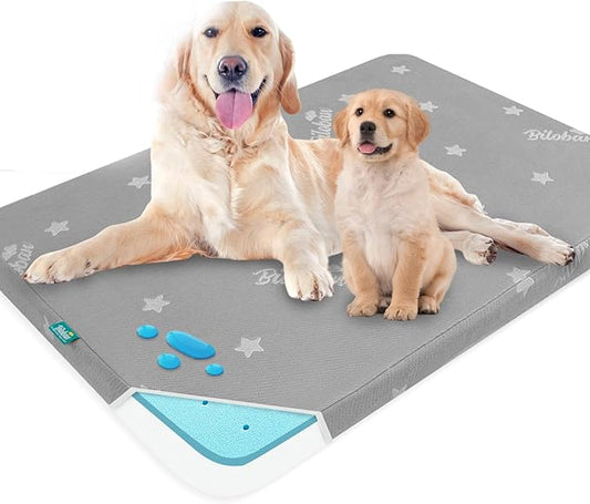 Waterproof Dog Beds for Large Dogs 38" x 26", Washable Large Dog Bed Pad or Outdoor Pet Bed, Memory Foam Dog Beds & Furniture, Grey Large Dog Mat for Sleeping