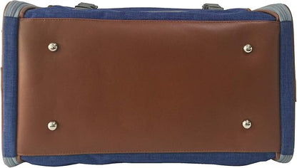 Mr. Peanut's Expandable Airline Approved Soft Sided Pet Carrier, Low Profile Gold Series Tote, Premium Brand Self Locking Zippers, Plush Faux Fleece Bedding with a Sturdy Plywood Base (Deja Blue)