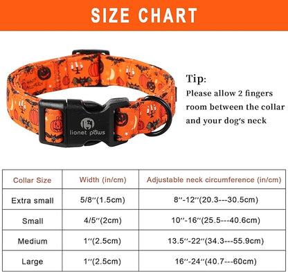 Lionet Paws Halloween Dogs Collar Orange 8-12 inches