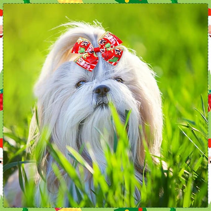 24Pcs/12 Pairs 4" Big Dog Hair Bows Christmas