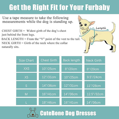 CuteBone Dog Dresses Velvet Holiday Small Dogs Clothes Onesie Pet Apparel Girl Puppy Skirt with Bow Hair Rope CVA34L