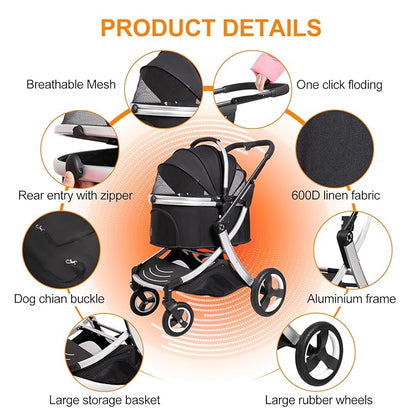 Pet Stroller for middle dogs zipperless with cat