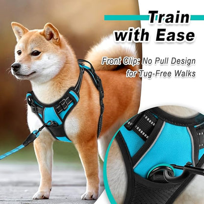 BARKBAY Dog Harness No Pull for Large Dogs - Adjustable, Reflective, Comfortable, No Choke, Heavy-Duty - Perfect for Outdoor Training, Walking, and Hiking - Strong & Durable - L & Blue