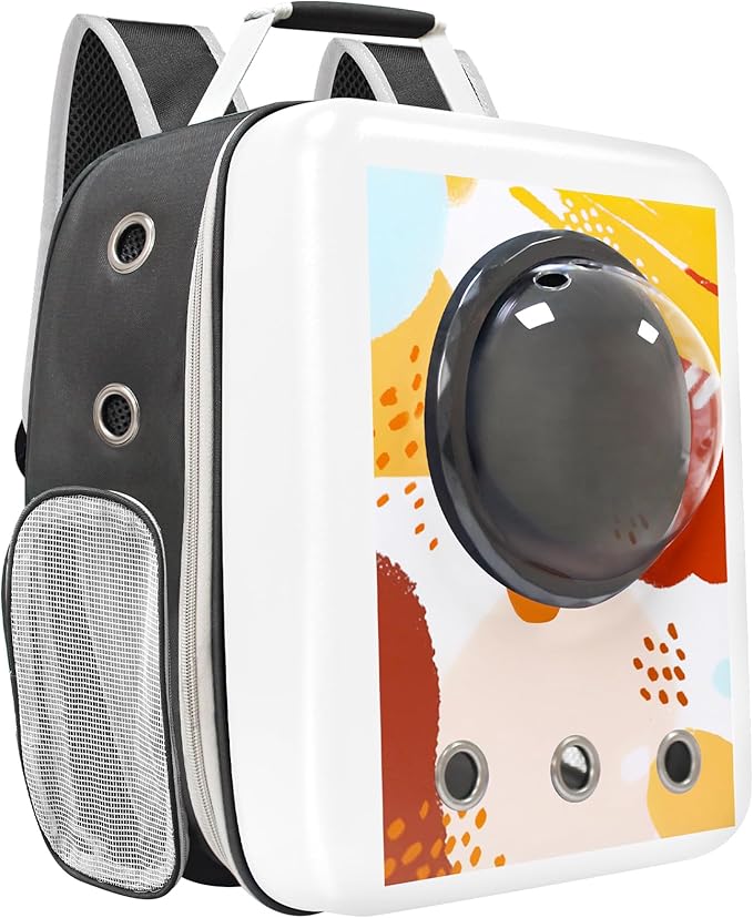 Travel Cat Carrier Backpack with Bubble -FX10, Pet Backpack Carriers for Cats and Dogs, Expandable Cat Backpack with Bubble, Airline Approved Pet Carrier,White Color