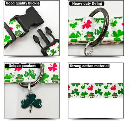 Clover Patterns Dog Collar with Accessories