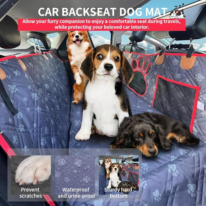 Dog Car Seat Cover for Back Seat Hard Bottom Heavy Seat Extender for Dogs