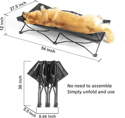 YEP HHO 54 Inches Long Elevated Folding Pet Bed Cot Travel Portable Breathable Cooling Textilene Mesh Sleeping Dog Bed(54 inch（Pack of 1）, Grey)