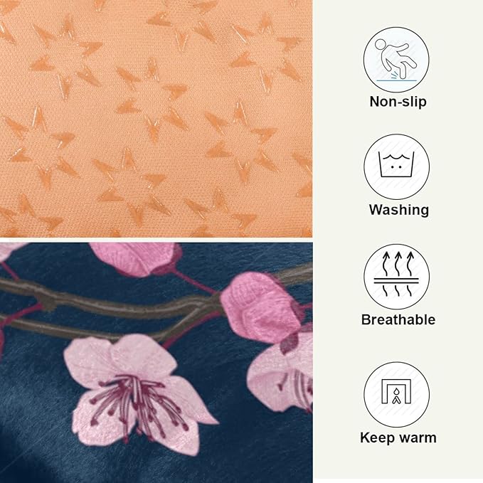 Pink Cherry Blossom Branches Pet Bed Pad Soft Dog Bed Mat with Anti-Slip Bottom 36'' x 24''