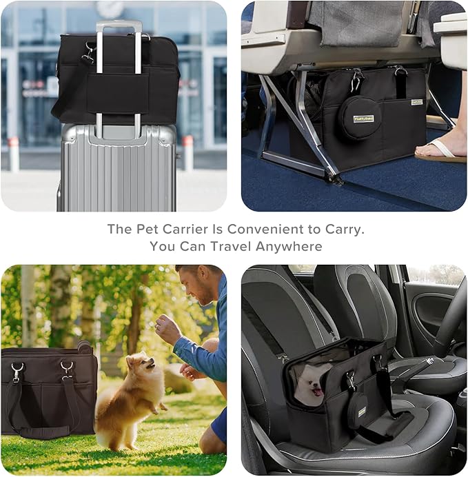 Dog Carrier, Pet Carrier for Medium to Large Cats and Small Dogs, with Removable Liner Holds Cat Carriers up to 18 lbs for Small Dogs, Soft Sided Foldable Cat Carrier(Black)