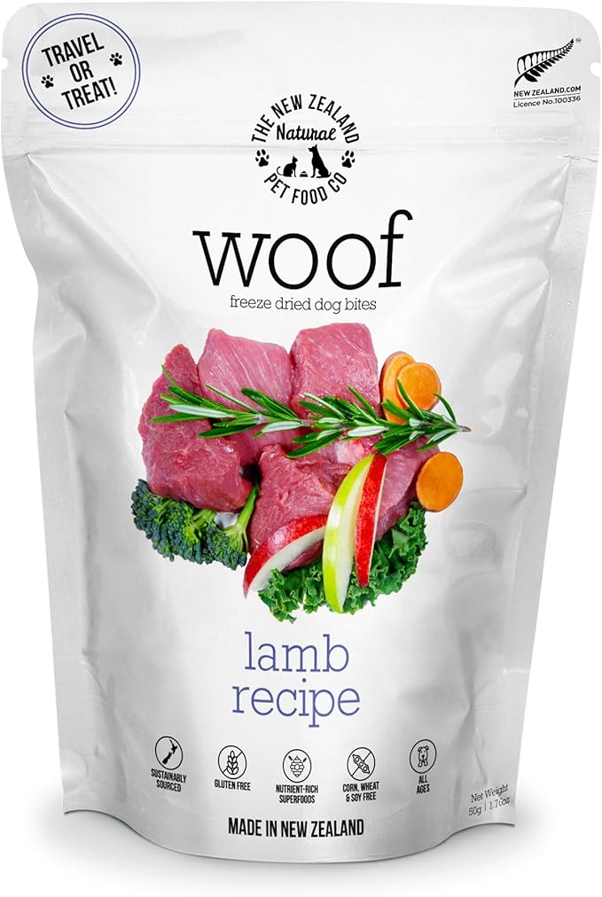 Woof Freeze Dried Dog Food - Lamb Recipe, High Protein, Dog Food Topper & Dog Treats, All Life Stages, 1.76 oz