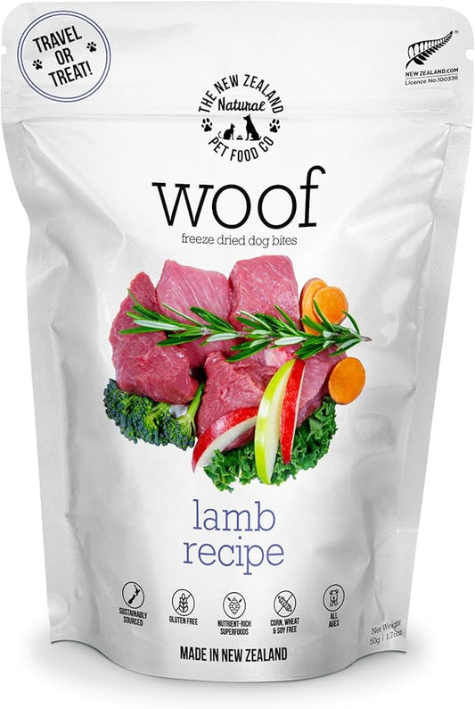 Woof Freeze Dried Dog Food - Lamb Recipe, High Protein, Dog Food Topper & Dog Treats, All Life Stages, 1.76 oz