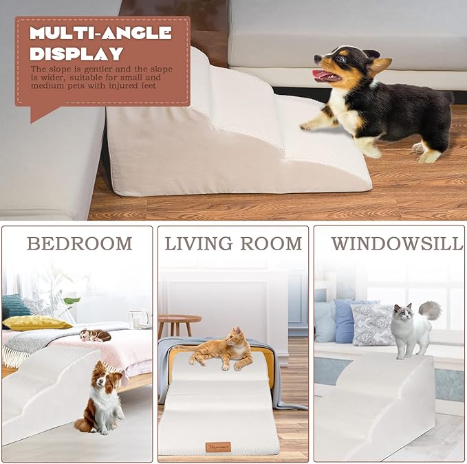 Topmart High Density Extended Foam Dog Ramp&Steps 3 Tiers 15.7" High,Non-Slip