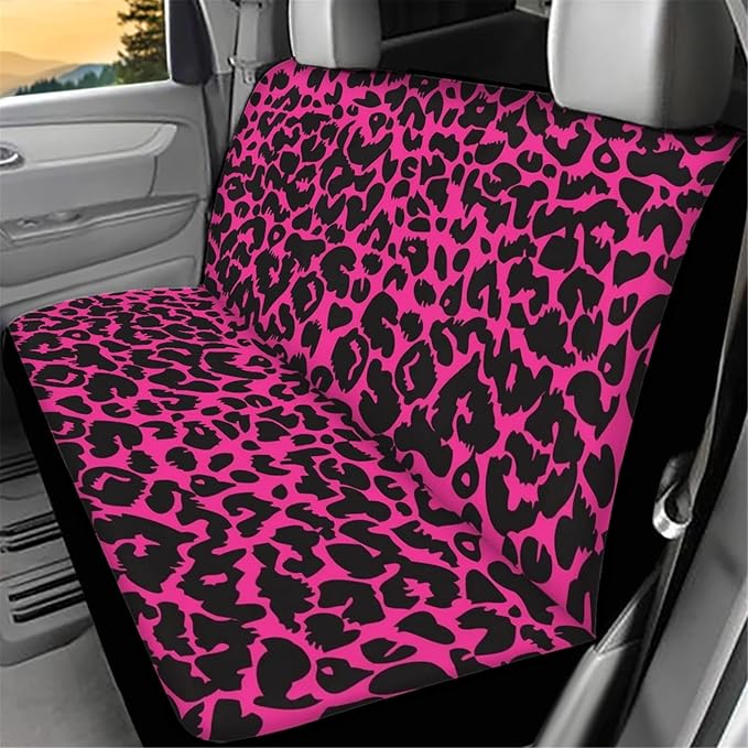 CLOHOMIN Leopard Print Car Seat Cover for Back Rear Only Pink Animal Cheetah SUV Truck Van Seats Protector for Dog Pets