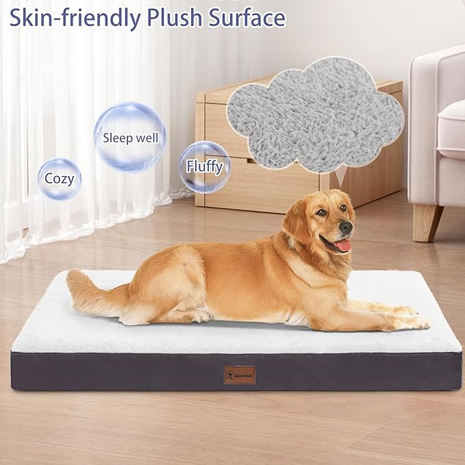 MIHIKK Waterproof Dog Beds Large Sized Dog with Machine Washable Cover Orthopedic Dog Bed with Anti-Slip Bottom 54 x 44 Inch,