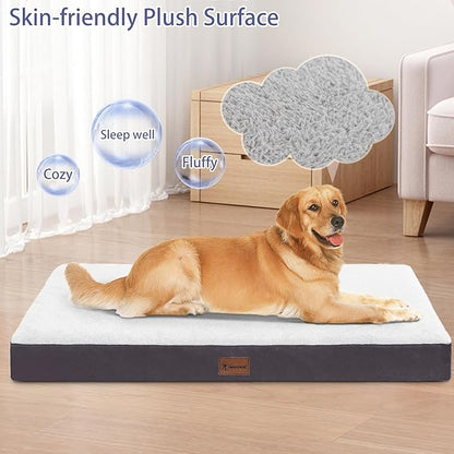 MIHIKK Waterproof Dog Beds Large Sized Dog with Machine Washable Cover Orthopedic Dog Bed with Anti-Slip Bottom 54 x 44 Inch,