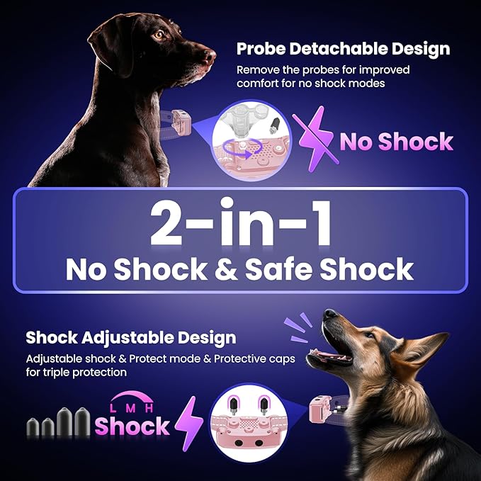 2024 AI Dog Bark Collar Sets for Large Small Medium Dogs Waterproof 2in1 No 3 Adjustable |IP68 Waterproof