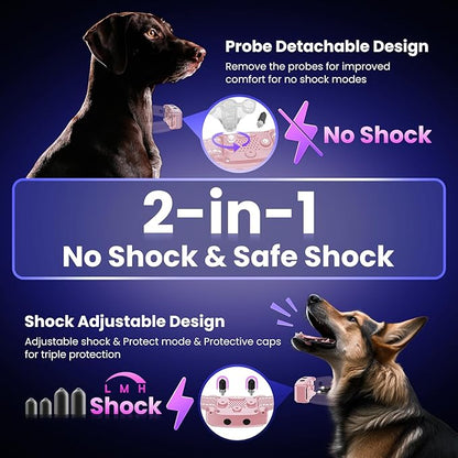 2024 AI Dog Bark Collar Sets for Large Small Medium Dogs Waterproof 2in1 No 3 Adjustable |IP68 Waterproof