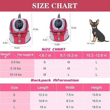 Pet Dog Carrier Backpack,Pet Carrier Front Backpack with Pockets for Hiking Camping, Head Out Breathable Travel Bag for Small Medium Dogs,Cats,Puppies(Medium, Red)