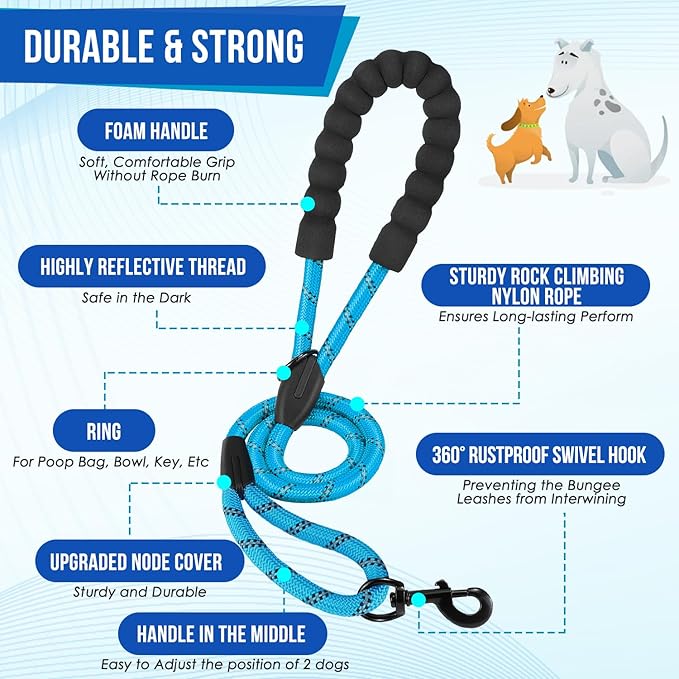 Lukovee Double Dog Leash 360° Swivel