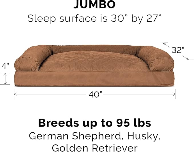 Furhaven Pillow Dog Bed for Large Dogs w/ Removable Bolsters & Washable Cover