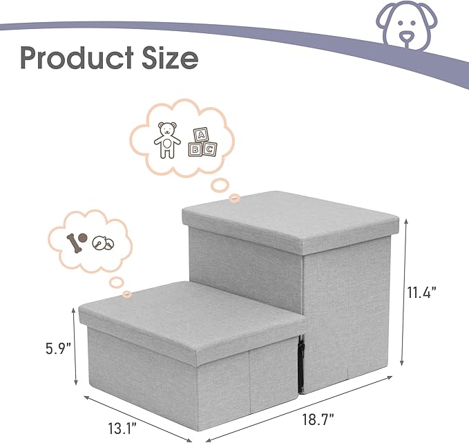 Heeyoo Dog Stairs with Storage 2 Tiers 50 lbs
