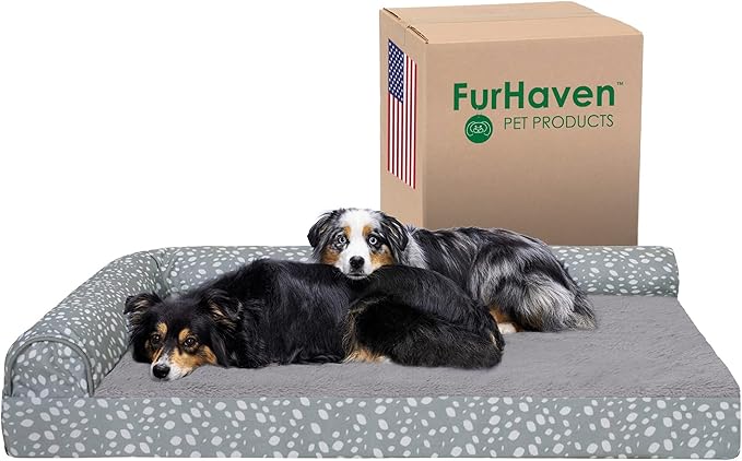 Furhaven Cooling Gel Dog Bed for Large Dogs w/ Removable Bolsters & Washable Cover 125 lbs
