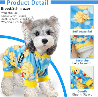 XPUDAC 4 Piece Dog Pajamas for Small Dogs Pjs Clothes Puppy Onesies Outfits for Doggie Christmas Shirts Sleeper for Pet Cats Jammies-XL