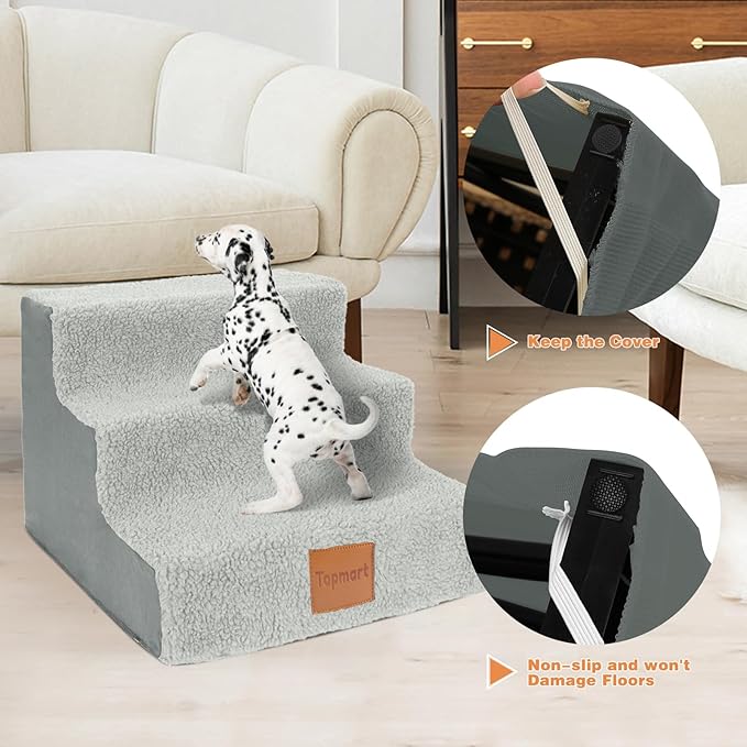Topmart Dog Stairs for Small Dogs 3-Step,12”H,Pet Dog
