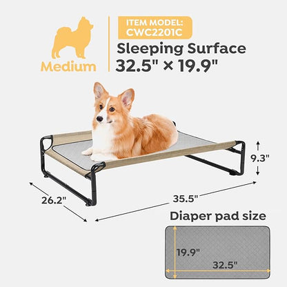 Veehoo Elevated Dog Bed with Washable Dog Pee Pads 100% Waterproof CWC2201CCP