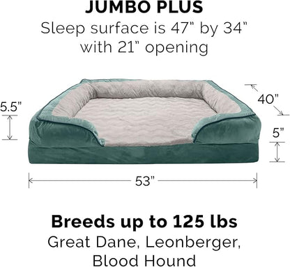 Furhaven Memory Foam Dog Bed for Large Dogs w/ Removable Bolsters & Washable Cover 125 lbs
