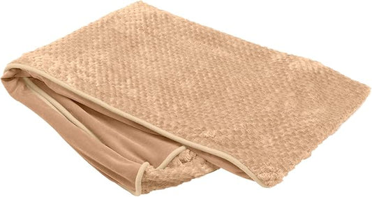 Furhaven Replacement Dog Bed Cover Minky Plush & Velvet Contour Luxe Lounger