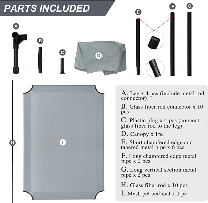 Heeyoo Elevated Dog Bed with Canopy