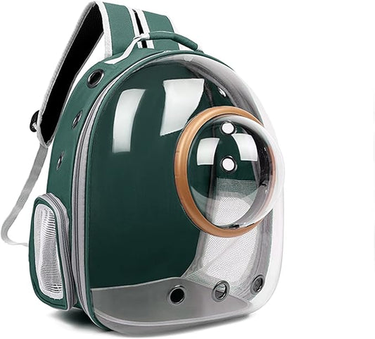 Cat Bubble Backpack Carriers Mesh Breathable Bag for Pet Skinny Small Cat Puppy Weight Under About 10 lb with Clear Window and Holes (Green)