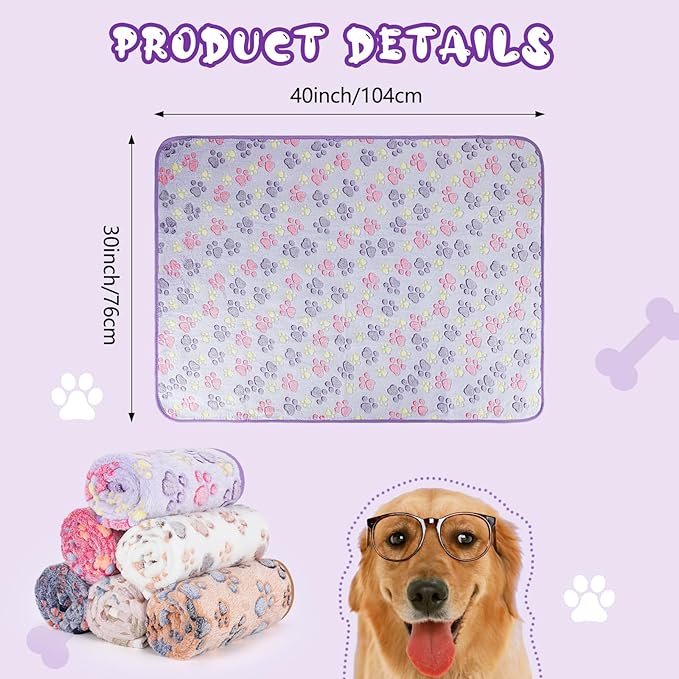 YUEPET Waterproof Dog Blankets, 6 Pack Washable Dog Blankets for Bed Couch Sofa Protector Fleece Flannel Puppy Blanket Soft Plush Reversible Throw Blanket for Medium Large Dogs 40"×30"