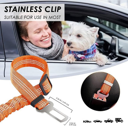SlowTon Dog Car Seat Belt (Orange,1 Pack)