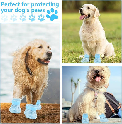 Dog Shoes, Dog Sandals for Hot Pavement Outdoor Dog Boots Non-Slip Waterproof Dog Booties for Summer 4Pcs Dog crocs with Rugged Sole Blue