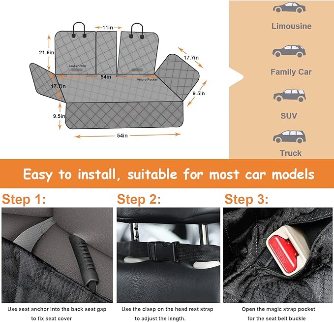Dog Car Seat Cover for Back Seat