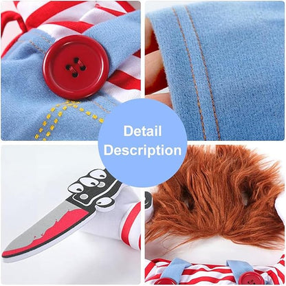 Dog Halloween Costumes, Deadly Doll Dog Costume,Chucky Dog Costume with Knife for Pets, Funny Dog Costumes Halloween for Medium Dogs [M]