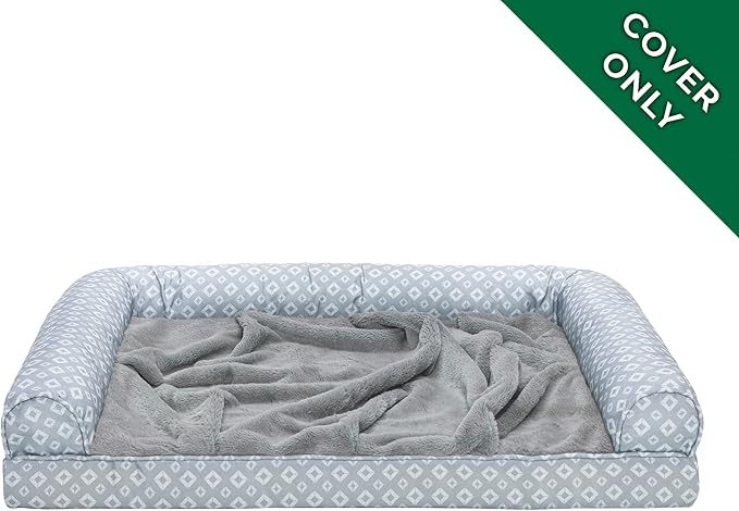 Furhaven Replacement Dog Bed Cover Plush & Diamond Print Nest Top Sofa-Style