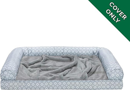 Furhaven Replacement Dog Bed Cover Plush & Diamond Print Nest Top Sofa-Style