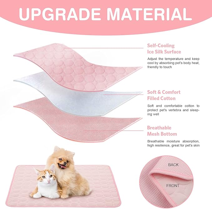 Pet Cooling Bed Mats Dog Cooling Mat Washable Comfort Breathable for Dogs and Cats Indoor Outdoor 21.65 * 27.55Inch)