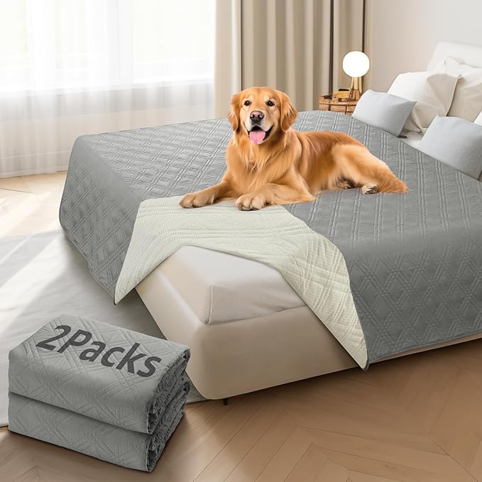 LOOBANI Waterproof Dog Blanket 2 Pack 68×82in, Light