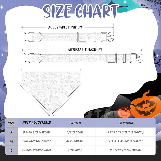 Halloween Dog Collar with Detachable Bandana
