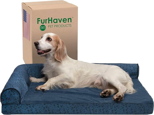 Furhaven Memory Foam Dog Bed for Large/Medium Dogs w/ Removable Bolsters & Washable Cover 55 lbs